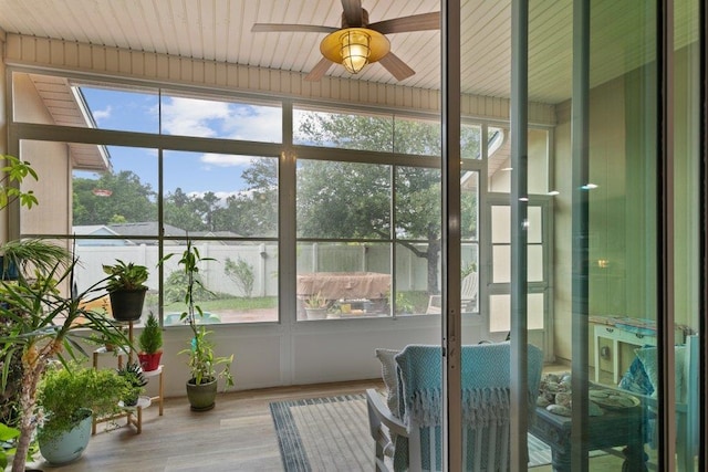 132 Fallen Timber Way, Saint Augustine, FL 32084 - sunroom / solarium with ceiling fan and wood finished floors