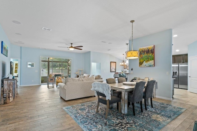 132 Fallen Timber Way, Saint Augustine, FL 32084 - dining space featuring light wood-style floors, a ceiling fan, and lofted ceiling