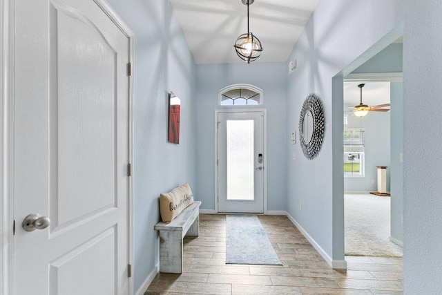 132 Fallen Timber Way, Saint Augustine, FL 32084 - foyer entrance featuring light wood-type flooring and ceiling fan