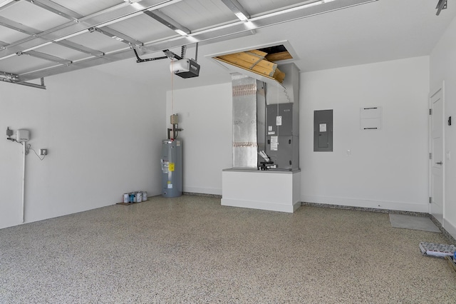 1 Clementon Ln, Palm Coast, FL 32137 - garage with electric water heater, electric panel, a garage door opener, and heating unit
