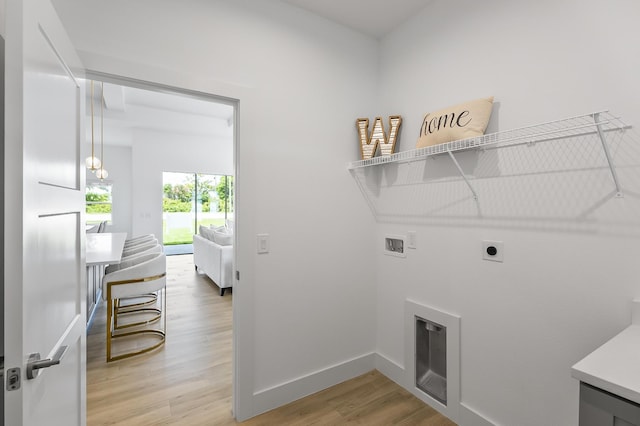 1 Clementon Ln, Palm Coast, FL 32137 - laundry room with washer hookup, hookup for an electric dryer, and light wood-type flooring