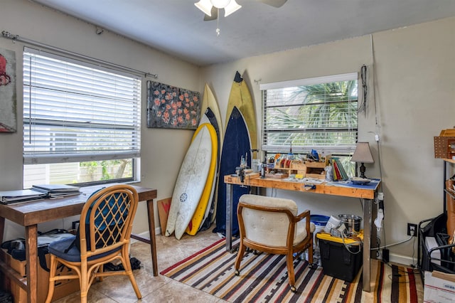 office featuring ceiling fan