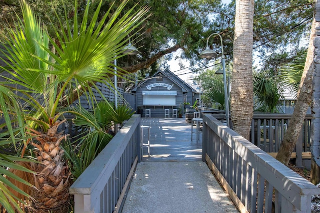 exterior space featuring a wooden deck