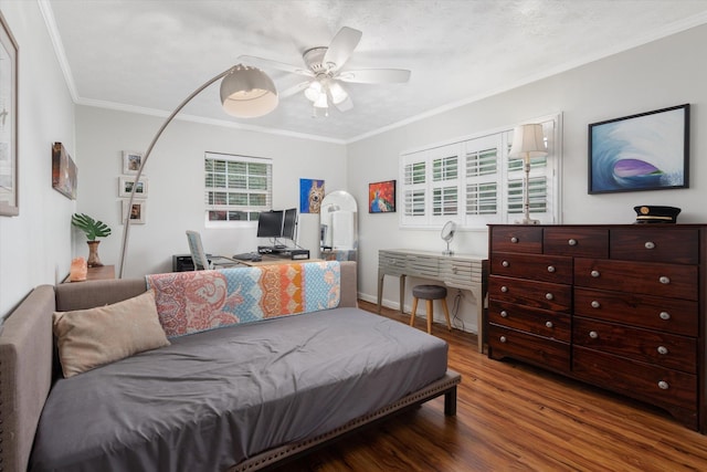 605 A St, Saint Augustine, FL 32080 - bedroom featuring wood finished floors, crown molding, and ceiling fan