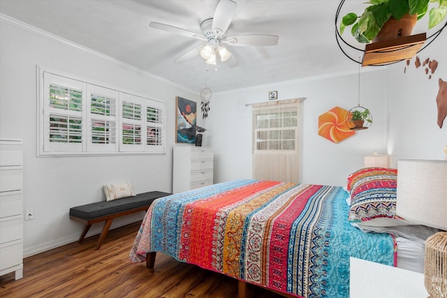 605 A St, Saint Augustine, FL 32080 - bedroom featuring wood finished floors, crown molding, and a ceiling fan