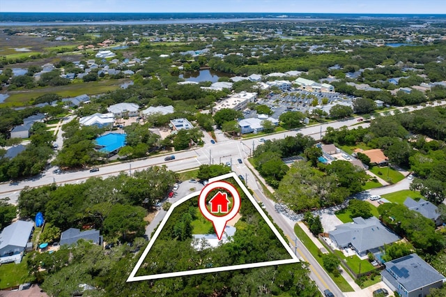 605 A St, Saint Augustine, FL 32080 - aerial view of property and surrounding area with nearby suburban area and property boundaries highlighted