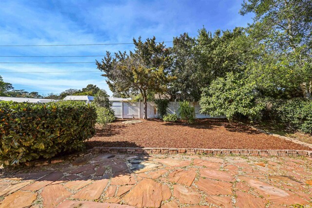 view of yard with a patio area and fence