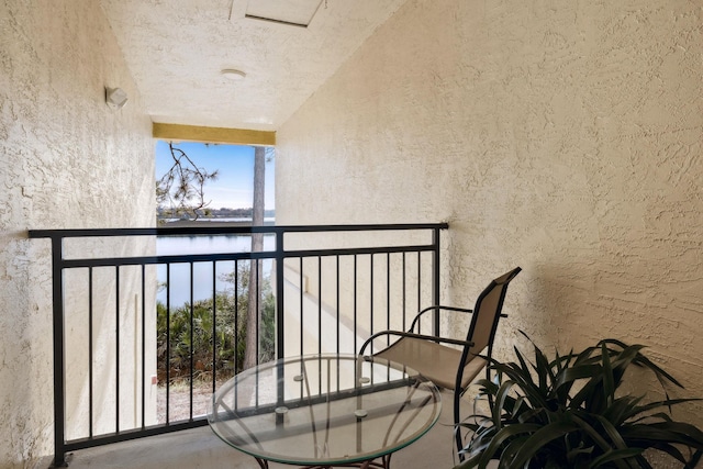 balcony with a water view