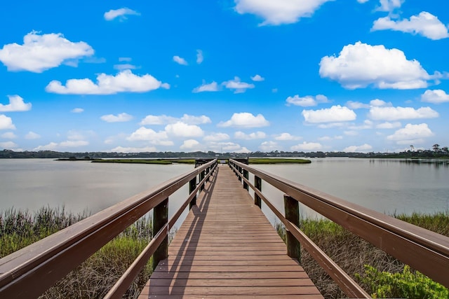 view of dock featuring a water view