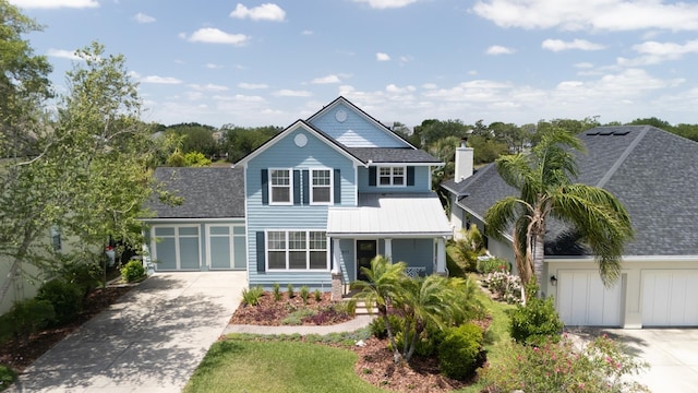 517 Weeping Willow Ln, Saint Augustine, FL 32080 - traditional-style home with driveway, a shingled roof, and a garage