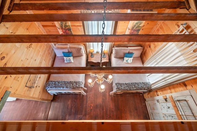 73 Kings Ferry Way, Saint Augustine, FL 32084 - details featuring wooden walls and a notable chandelier