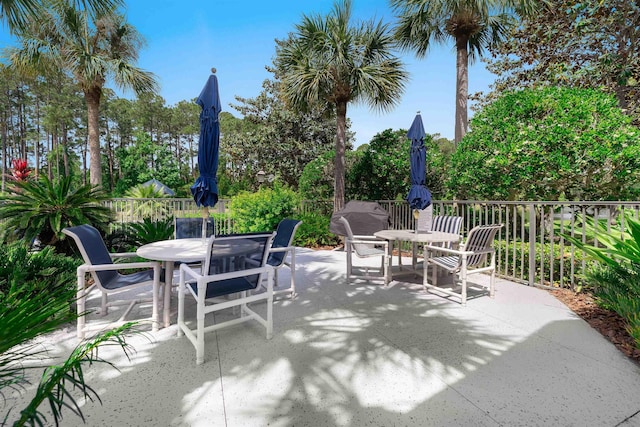 view of patio / terrace with fence and outdoor dining area