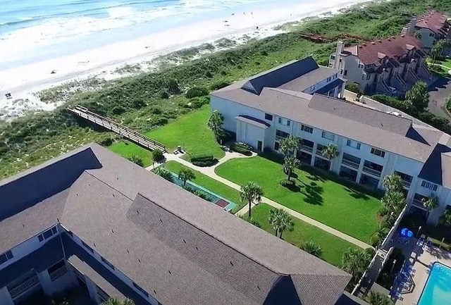 aerial view featuring a beach view