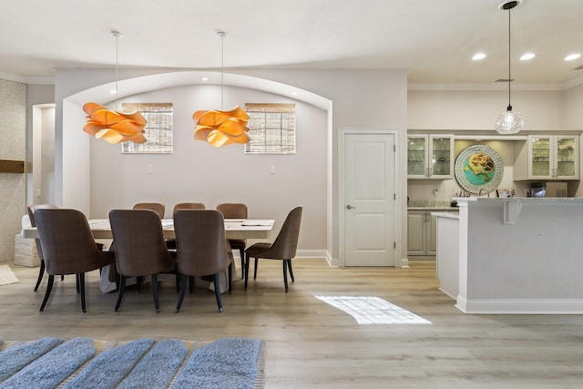 104 Fiddler Crab Ln, Saint Augustine, FL 32080 - dining area featuring recessed lighting, light wood-style flooring, and crown molding