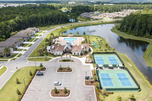 bird's eye view featuring a water view