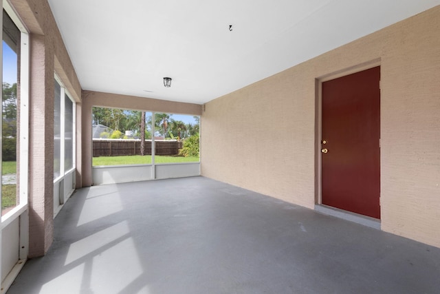 view of unfurnished sunroom