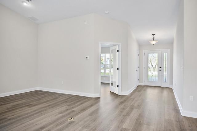 foyer entrance with wood-type flooring