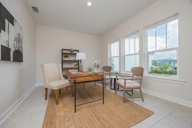 view of tiled home office