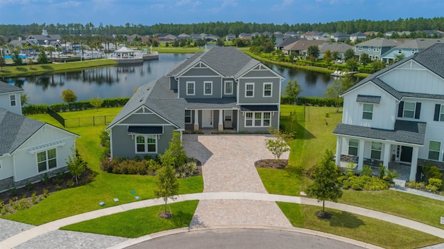 view of front of home featuring a water view