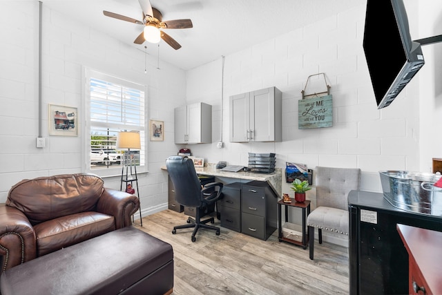 313 Aventurine Ave, Saint Augustine, FL 32086 - home office with light wood finished floors and ceiling fan