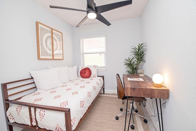 bedroom with carpet and ceiling fan