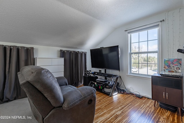 841 S County Road 13, Saint Augustine, FL 32092 - living room with a textured ceiling, light hardwood / wood-style flooring, and lofted ceiling