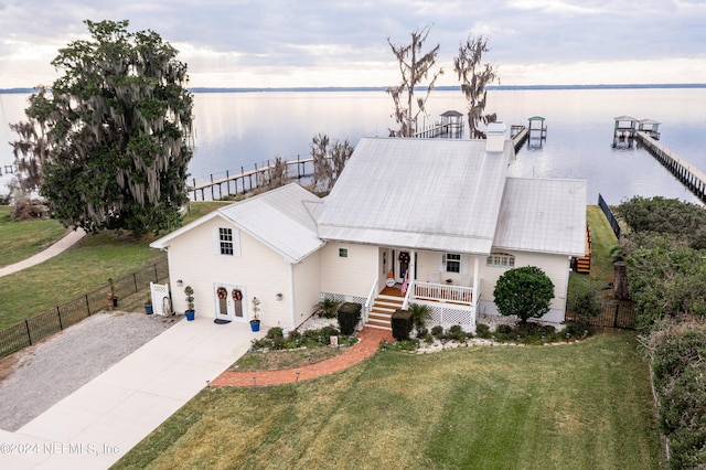 841 S County Road 13, Saint Augustine, FL 32092 - view of front of house featuring a water view, a front yard, and a boat dock