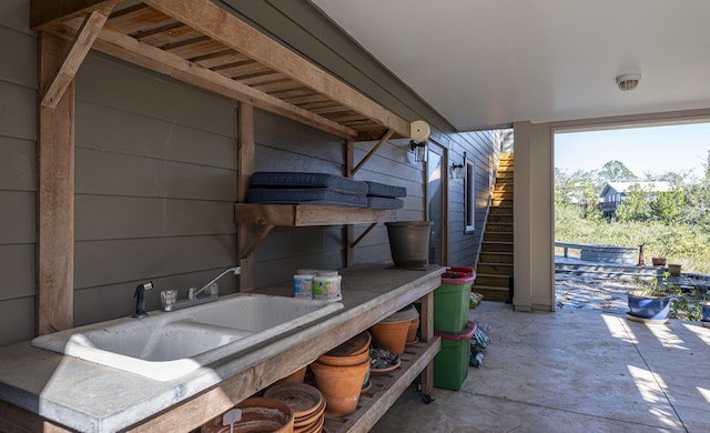 view of patio featuring sink