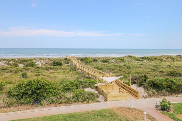 view of water feature with a view of the beach