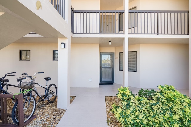 doorway to property with a balcony