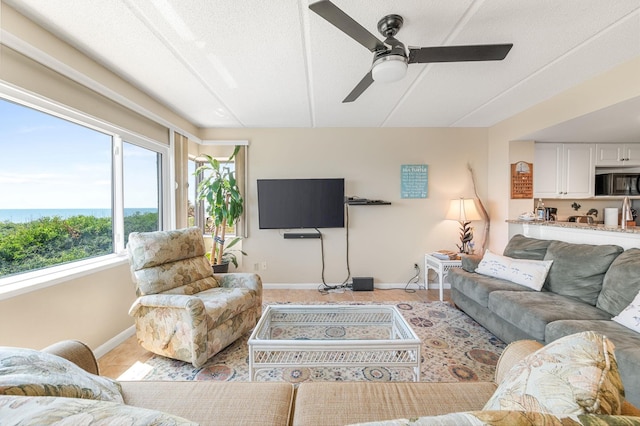 7780 S A1A Unit 101, Saint Augustine, FL 32080 - living area featuring baseboards and a ceiling fan