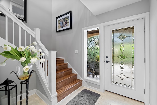 entryway with light hardwood / wood-style flooring