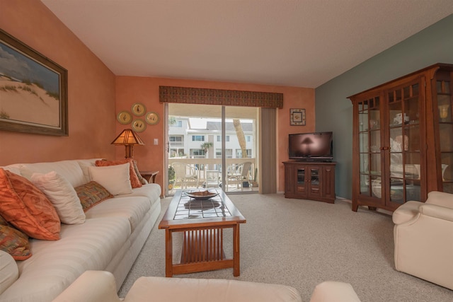 living room featuring carpet flooring