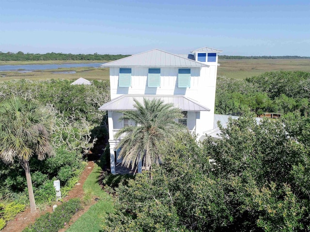 exterior space featuring a water view