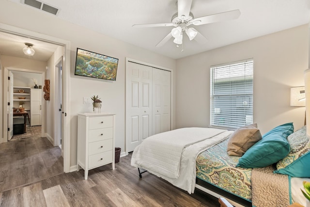 2077 W Lymington Way, Saint Augustine, FL 32084 - bedroom featuring a closet, wood finished floors, ceiling fan, and baseboards