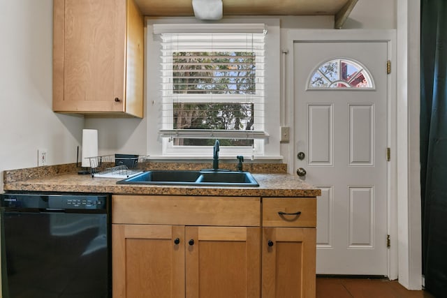 85 N Saint Augustine Blvd Unit 1, Saint Augustine, FL 32080 - kitchen with dishwasher, a sink, tile patterned floors, and light brown cabinets