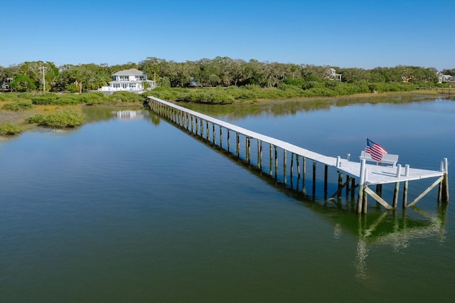 view of dock featuring a water view