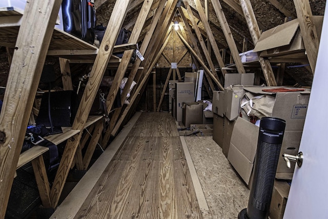 view of unfinished attic