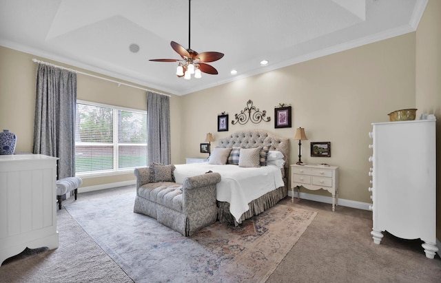 full bath featuring crown molding, walk in shower, vanity, a walk in closet, and baseboards