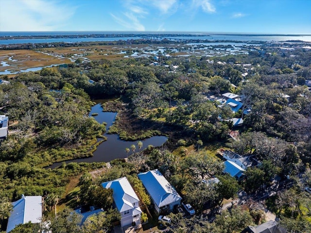 bird's eye view featuring a water view