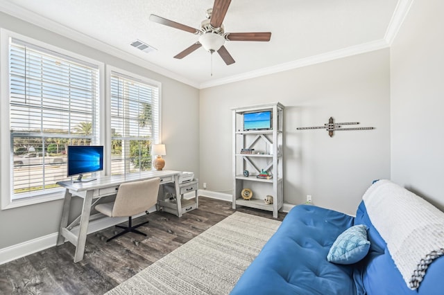 4954 A1A, Saint Augustine, FL 32080 - office space with crown molding, wood finished floors, and a ceiling fan