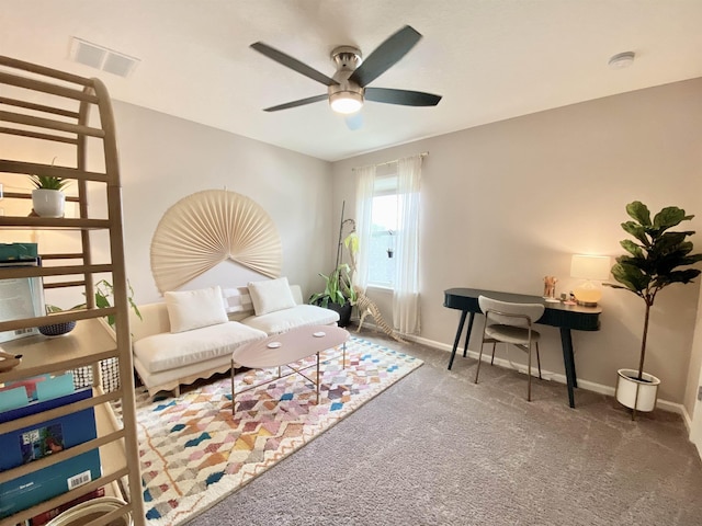118 Sierras Loop, Saint Augustine, FL 32086 - carpeted living area with a ceiling fan and baseboards