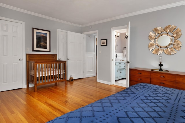 6 E Park Ave, Saint Augustine, FL 32084 - bedroom with light wood-type flooring and ornamental molding