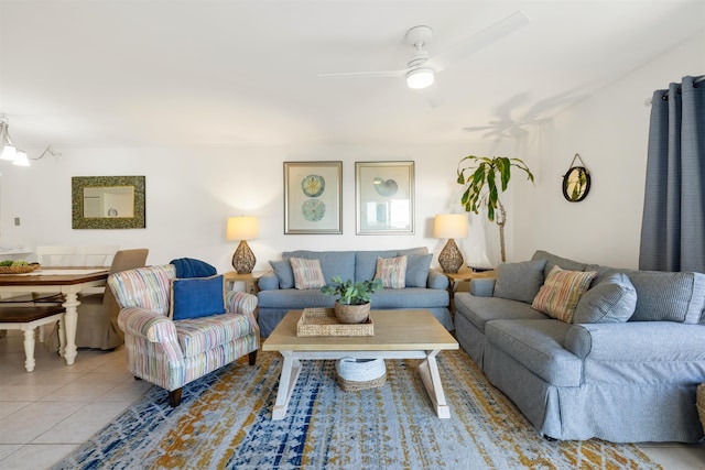 205 Pacifica Vista Way, Saint Augustine, FL 32080 - living area featuring light tile patterned floors and a ceiling fan