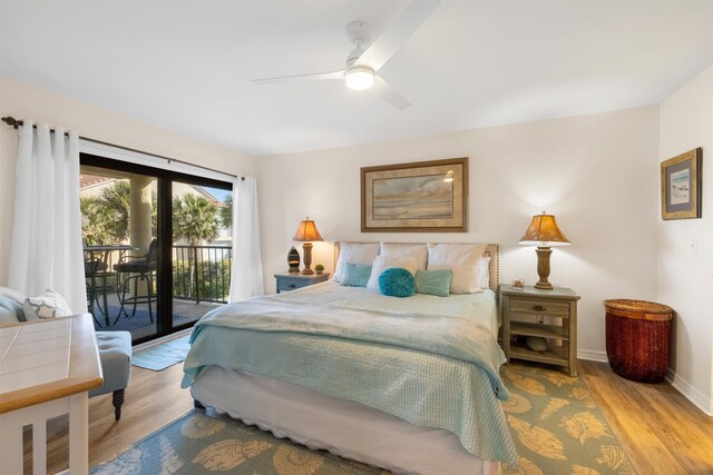 205 Pacifica Vista Way, Saint Augustine, FL 32080 - bedroom with access to exterior, wood finished floors, baseboards, and a ceiling fan