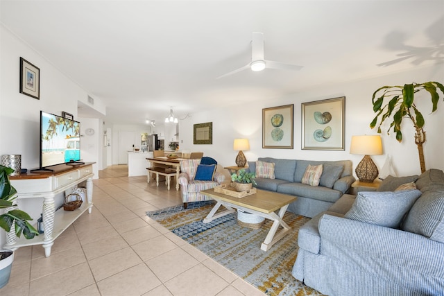 205 Pacifica Vista Way, Saint Augustine, FL 32080 - living room with light tile patterned flooring and ceiling fan
