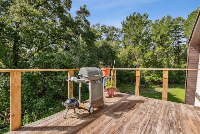 deck featuring area for grilling