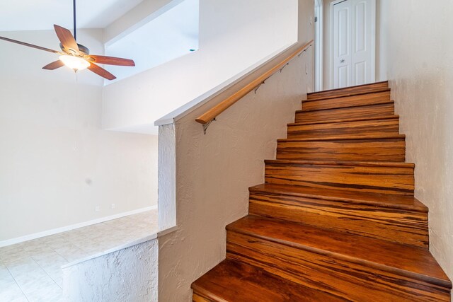 4602 Sandcastle Cir, Saint Augustine, FL 32084 - stairway with a ceiling fan