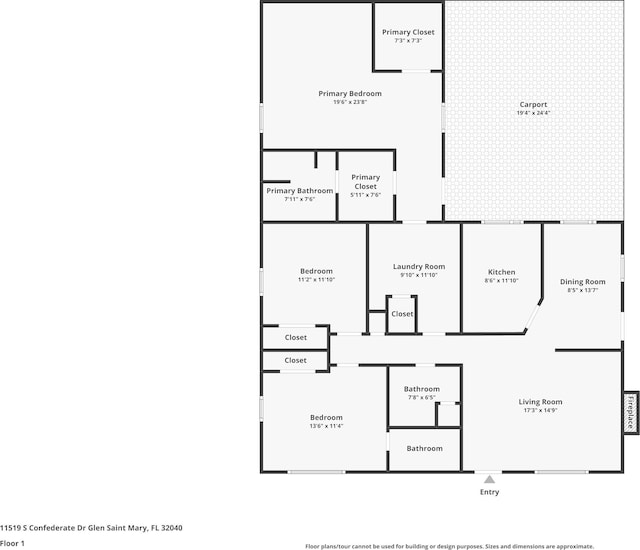 11519 W Confederate Dr, Glen Saint Mary, FL 32040 - floor plan