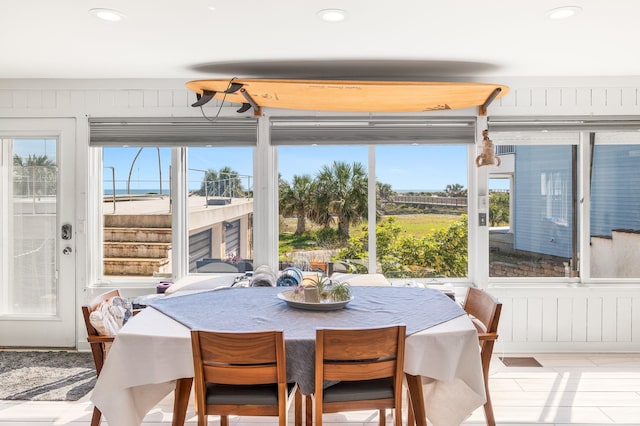 dining space with plenty of natural light and recessed lighting